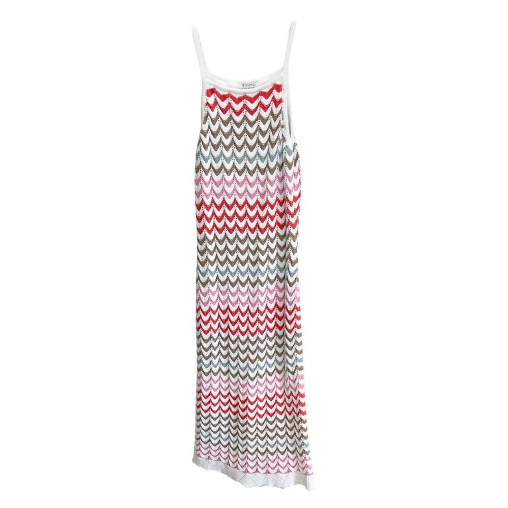 Z Supply Multicolor Chevron Knit Maxi Dress Square Neck Beachy Boho Size Medium